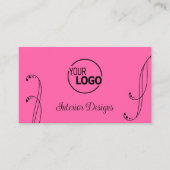 Moderne Rosa und Schwarz mit Verzierten Logos Visitenkarte (Vorderseite)