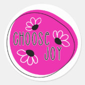 Moderne Rosa und Schwarz wählen Joy Round Sticker (Vorderseite)