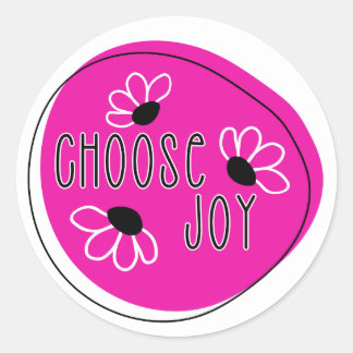 Moderne Rosa und Schwarz wählen Joy Round Sticker