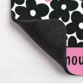 Moderne rosa und schwarze Blumen Hashtag Mousepad (Ecke)