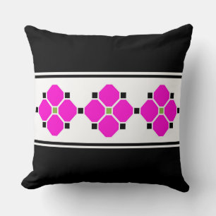 Moderne rosa und schwarze Blumen Kissen