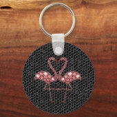Moderne rosa und schwarze Flamingo Abstrakt Schlüsselanhänger (Vorderseite)