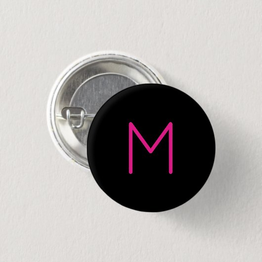 Moderne rosa und schwarze Monogramm Button (Vorne & Hinten)