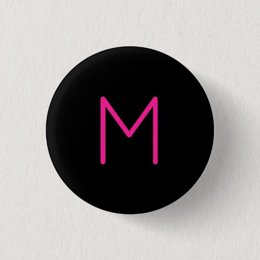 Moderne rosa und schwarze Monogramm Button (Vorderseite)