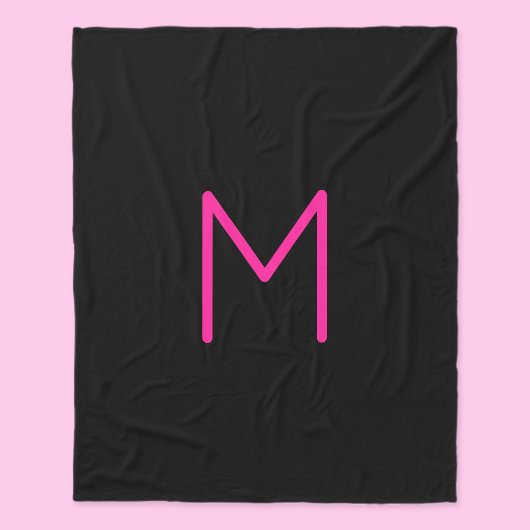 Moderne rosa und schwarze Monogramm Fleecedecke