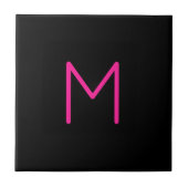 Moderne rosa und schwarze Monogramm Fliese (Vorderseite)