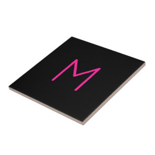 Moderne rosa und schwarze Monogramm Fliese