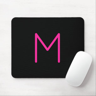 Moderne rosa und schwarze Monogramm Mousepad