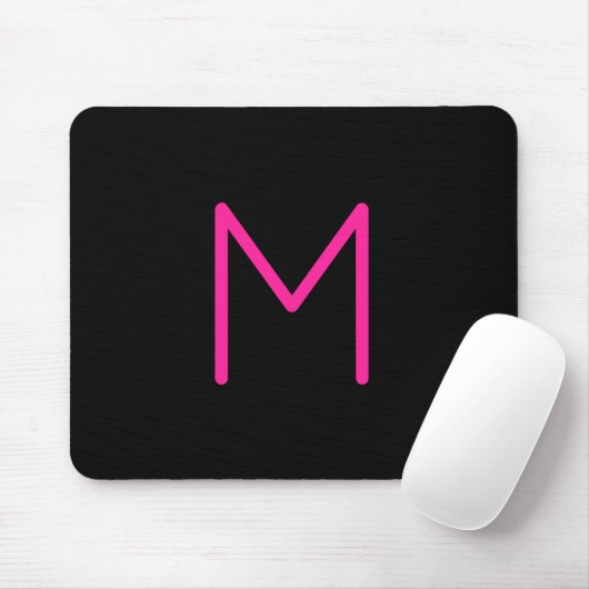 Moderne rosa und schwarze Monogramm Mousepad (Mit Mouse)