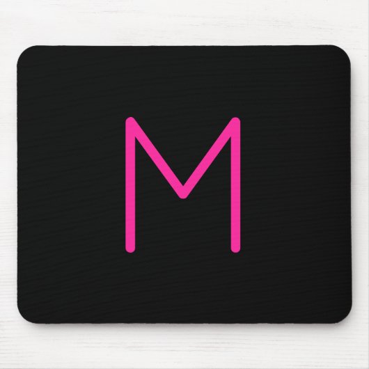 Moderne rosa und schwarze Monogramm Mousepad (Vorne)