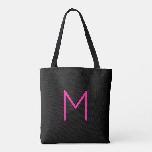 Moderne rosa und schwarze Monogramm Tasche (Rückseite)