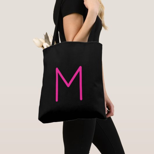 Moderne rosa und schwarze Monogramm Tasche (Von Nahem)