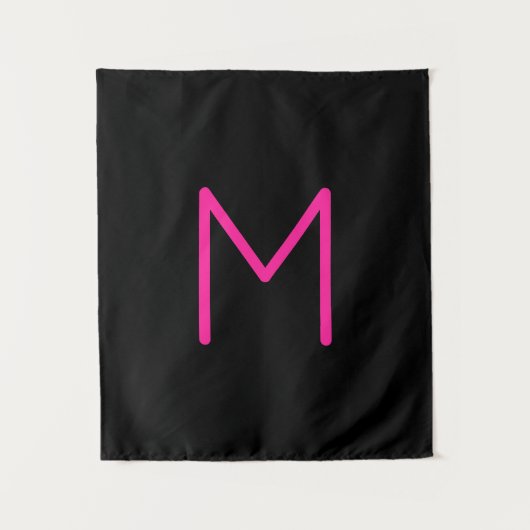 Moderne rosa und schwarze Monogramm Wandteppich (Vorderseite)