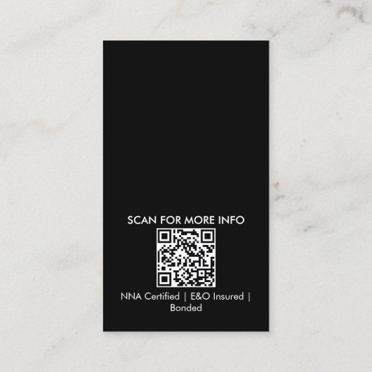 Moderne rosa und schwarze Notarnummer QR Code Foto Visitenkarte (Rückseite)