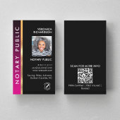 Moderne rosa und schwarze Notarnummer QR Code Foto Visitenkarte