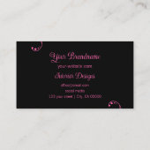 Moderne rosa und schwarze Ornamente gequiggelt Ver Visitenkarte (Rückseite)