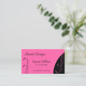 Moderne rosa und schwarze Ornamente gequiggelt Ver Visitenkarte (Stehend Vorderseite)