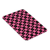 Moderne rosa und schwarze Schachbrett Muster Girly Magnet (Rechte Seite)