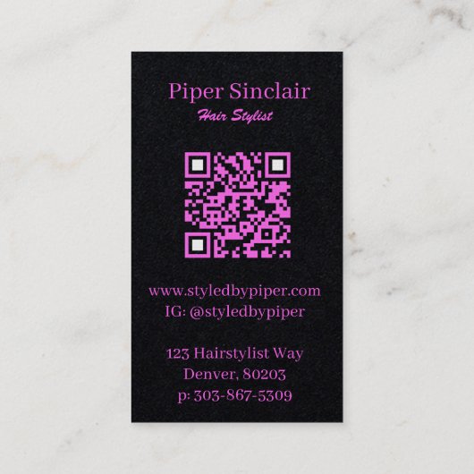Moderne rosa und schwarze Visitenkarte (Rückseite)
