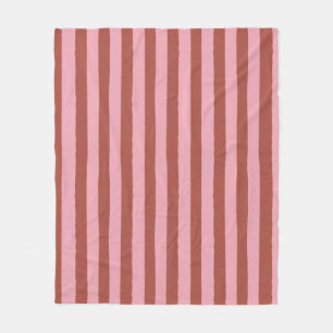 Moderne rosa und Terrakotta senkrechte Streifenmus Fleecedecke