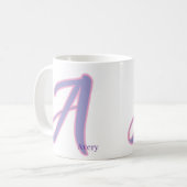 Moderne rosa und violette Monogramm Personalisiert Kaffeetasse (Vorderseite Links)