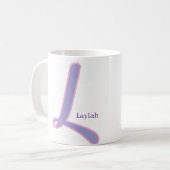 Moderne rosa und violette Monogramm-Personalisieru Kaffeetasse (Vorderseite Links)