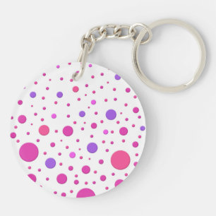Moderne rosa und violette zufällige Kreise Schlüsselanhänger