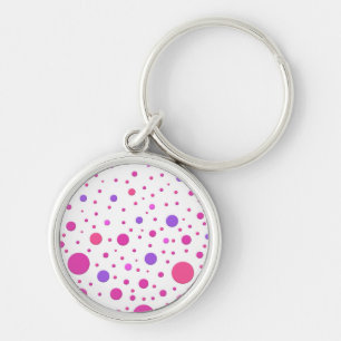 Moderne rosa und violette zufällige Kreise Schlüsselanhänger