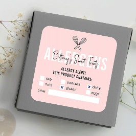Moderne Rosa und Weiß-Warnhinweise für Allergien Quadratischer Aufkleber