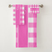 Moderne Rosa- und Weißbüffel-Karos nach Maß Badhandtuch Set (Insitu)
