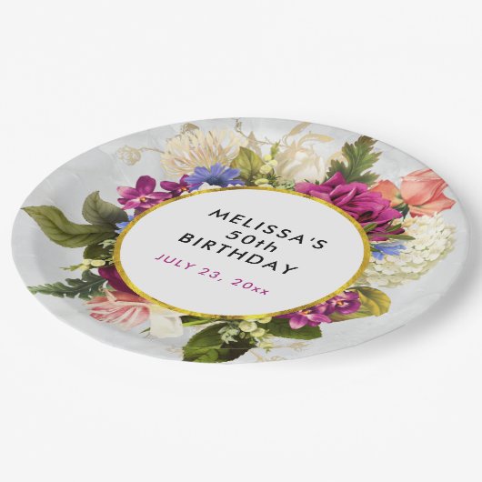 Moderne Rosa und Weiße Farbe Bläsergeburt Pappteller (Schrägansicht)