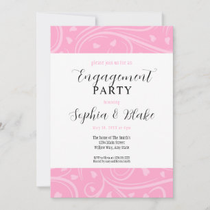 Moderne rosa und weiße Flora-Engagement-Partei Einladung