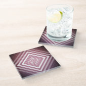 Moderne rosa und weiße Gravierplätze Glasuntersetzer (Schrägansicht)