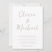 Moderne, rosa und weiße Hochzeit Einladung (Vorderseite)