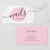 Moderne rosa und weiße Marmornägel Visitenkarte (Vorne/Hinten)