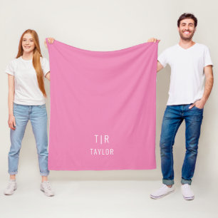 Moderne, rosa und weiße Monogramm elegant Fleecedecke