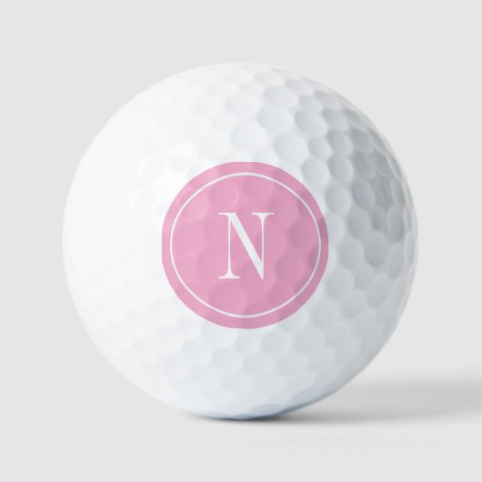 Moderne rosa und weiße Monogramm Golfball (Vorderseite)
