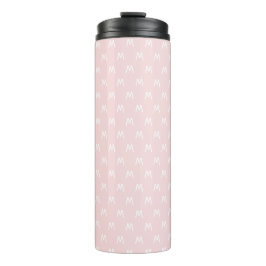 Moderne rosa und weiße Monogramm Thermosbecher