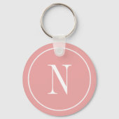 Moderne rosa und weiße Monogrammanfangsbuchstabe Schlüsselanhänger (Rückseite)