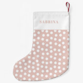 Moderne rosa und weiße Polka-Punkte Kleiner Weihnachtsstrumpf (Rückseite)