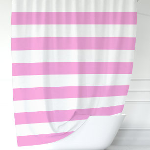 Moderne rosa und weiße Streifen Duschvorhang