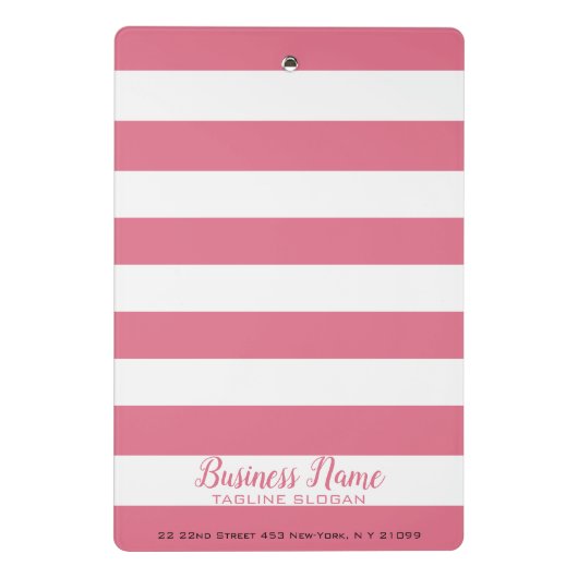 Moderne rosa und weiße Streifen Mini Klemmbrett (Rückseite)