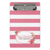 Moderne rosa und weiße Streifen Mini Klemmbrett (Vorderseite)