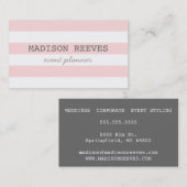 Moderne rosa und weiße Streifen Visitenkarte (Vorne/Hinten)