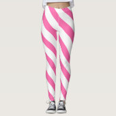 Moderne rosa und weiße Strippenleuchte für Frauen Leggings (Vorderseite)