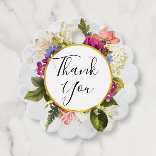 Moderne rosa und weiße Wasserfarben Blumenstrauß Geschenkanhänger (Vorderseite)