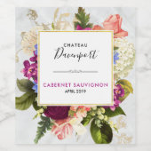 Moderne rosa und weiße Wasserfarben Blumenstrauß Weinetikett (Einzelnes Label)