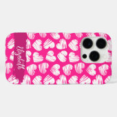 Moderne rosa und weißes doodled Herz Valentine Nam Case-Mate iPhone Hülle (Rückseite (Horizontal))