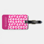 Moderne rosa und weißes doodled Herz Valentine Nam Gepäckanhänger (Rückseite horizontal)