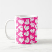 Moderne rosa und weißes doodled Herz Valentine Nam Kaffeetasse (Links)